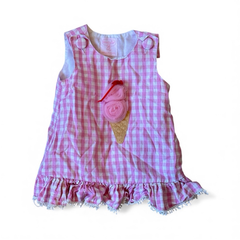 Mud Pie Tiny Dancer Ice Cream Pom Pom Dress- Size 18 months